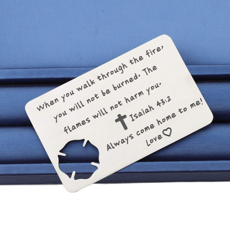 [Australia] - MYOSPARK Firefighter Prayer Keychain When You Walk Through The Flames Isaiah 43:2 Bible Verse Religious Gift Fireman Graduation Gift Firefighter Wallet Card 