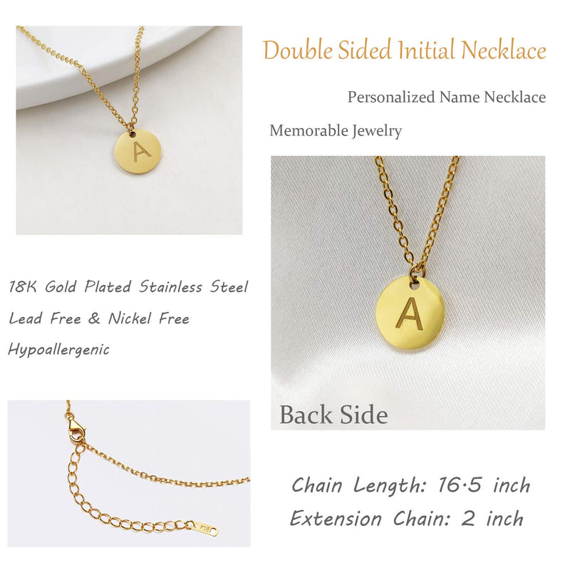 [Australia] - Glimmerst Personalized Initial Necklace 18K Gold Plated Stainless Steel Coin Pendant Letter Necklace Memorable Monogram Name Necklace for Women Girls Z 