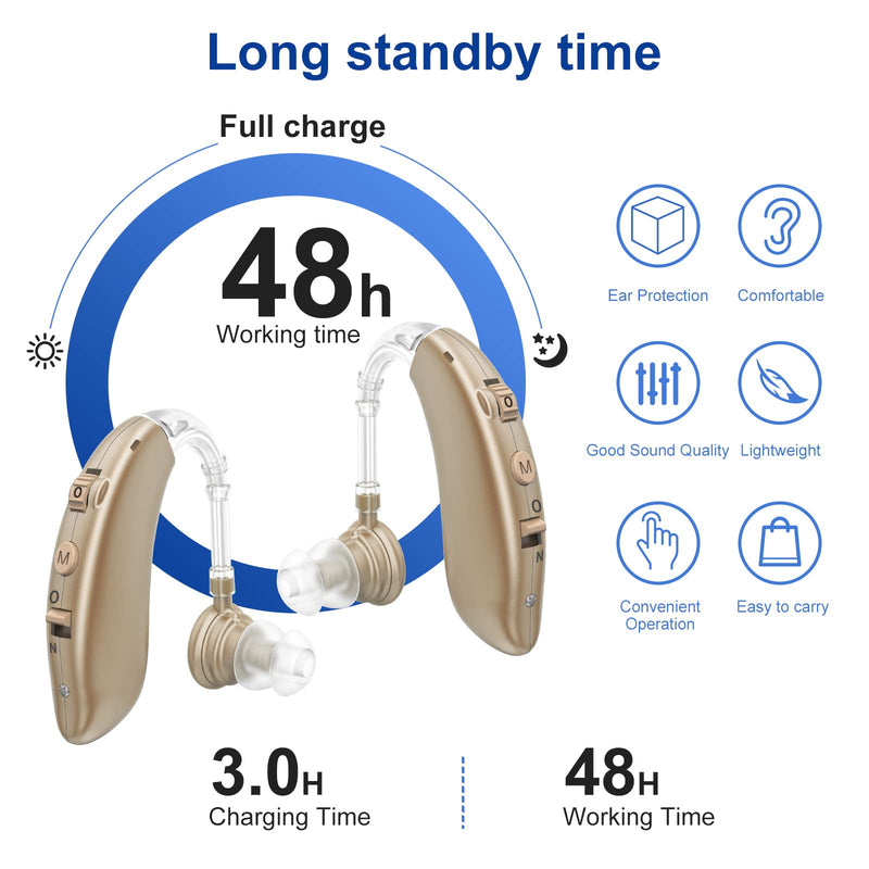 [Australia] - Hearing Aids for Seniors, Rechargeable with Noise Cancelling, Nano Hearing Aids,Digital Hearing Amplifier for Hearing Loss, Invisible Hearing Aid,Ear Sound Amplifier,Hearing Devices Assist(BROWN) Brown 