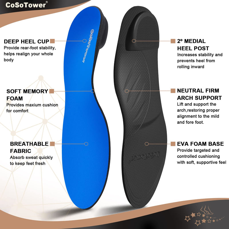 [Australia] - CoSoTower Orthotic Inserts Arch Support Insoles for Flat Feet, Over Pronation, Foot Pain, Plantar Fasciitis Relief Shoe Insoles for Women Men, Heavy Duty Support, Absorb Shock with Every Step C:Men's 8-8.5 | Women's 10-11---10.7''/272MM 