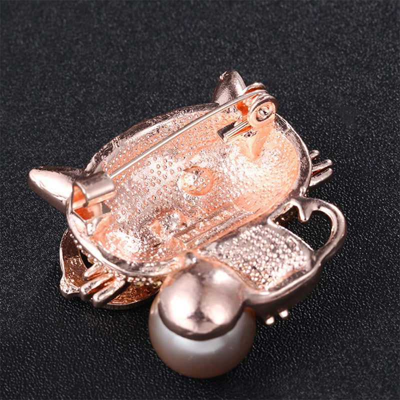 [Australia] - ETHOON Cute Cat Brooch Pin Glasses Fortune Cat with Imitation Pearl Lapel Pin for Girls Boys Women Men Gold 