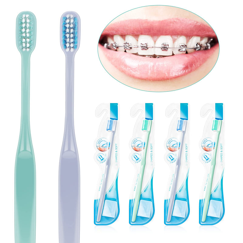 [Australia] - Y-Kelin U-Shaped Orthodontic Toothbrush 4 Color Pack, 4 color pack 4 Count (Pack of 1) 