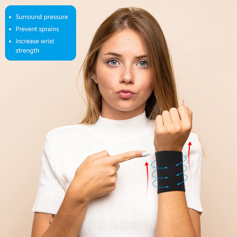[Australia] - SATINIOR 2 Pairs Compression Wrist Sleeve Compression Wrist Brace Wrist Supports Wrist Wraps Elastic Wristbands for Men and Women Tennis, Tendonitis, Carpal Tunnel (Black, Medium) Black 