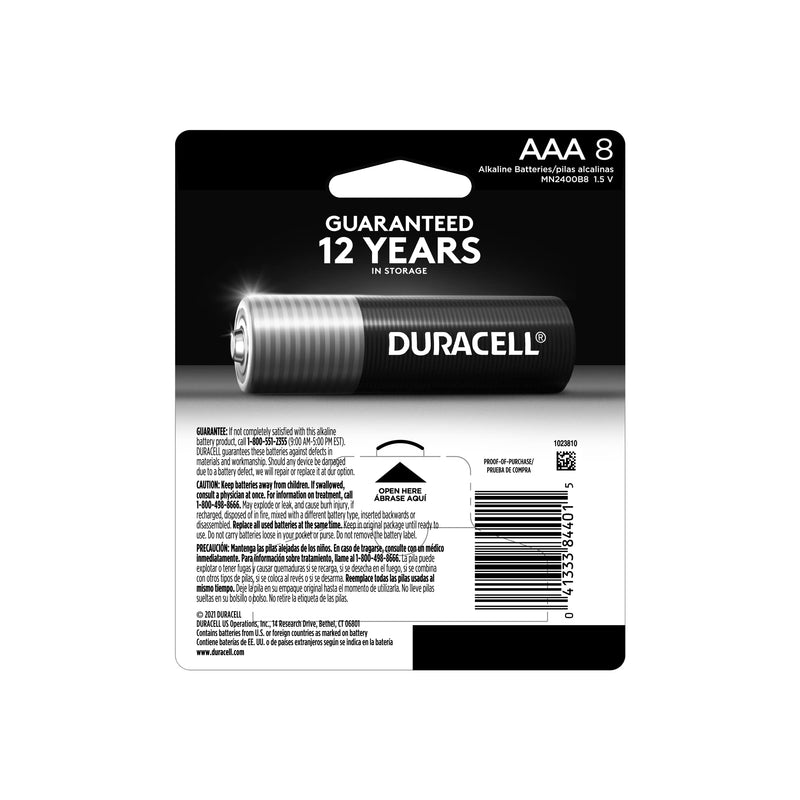 [Australia] - Duracell Coppertop AAA Batteries with Power Boost, 8 Count Pack Triple A Battery with Long-lasting Power, Alkaline AAA Battery for Household and Office Devices (Packaging May Vary) 