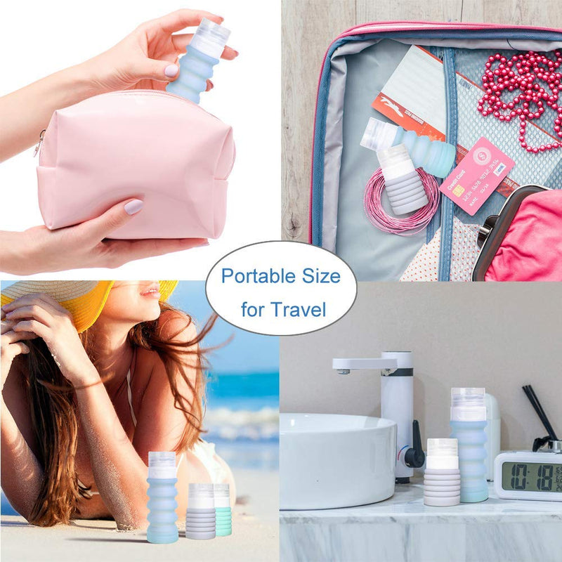 [Australia] - Collapsible Travel Size Bottles Portable Refillable Containers for Toiletries Shampoo Lotion Soap, Leak-Proof and TSA Approved, Ideal for Travel, Gym, Camping (Pack of 4) Gray+Blue+Green+Pink 