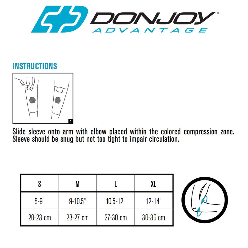 [Australia] - DonJoy Advantage DA161ES01-TAN-S Elastic Elbow Sleeve for Strains, Sprains, Swelling, Panels for Free Movement, Tan, Small fits 8", 9" Small fits 8"-9" 