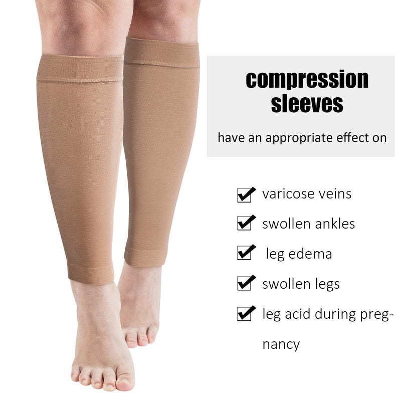 [Australia] - 3 Pairs 20 Inches L Wide Plus Size Calf Compression Socks for Circulation Compression Long Legs Sleeves 20 - 30 mmHg Calf Muscle Compression Sleeve for Women Men 