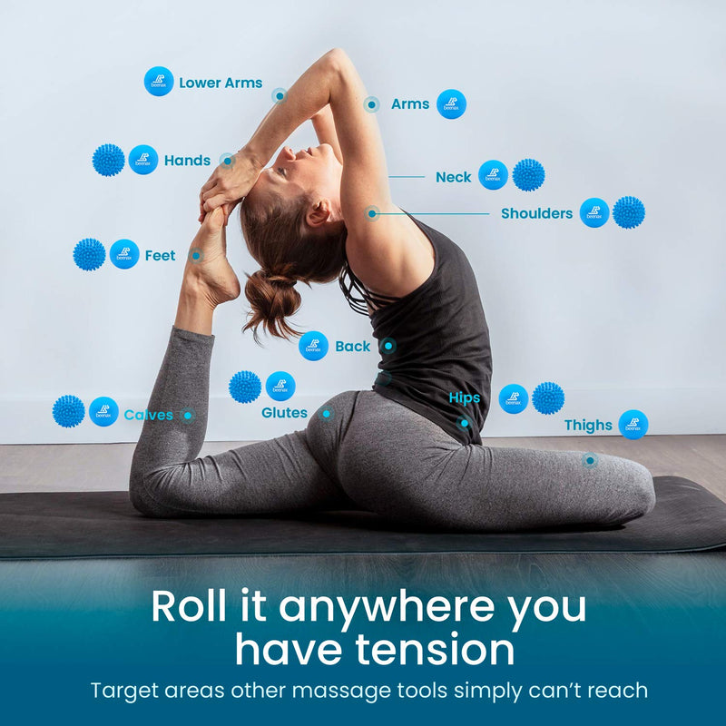 [Australia] - Beenax Lacrosse & Spiky Massage Ball Set - Perfect for Trigger Point Therapy, Myofascial Release, Plantar Fasciitis, Deep Tissue and Muscle Relief - Designed to Relieve Stress and Relax Tight Muscle Blue 