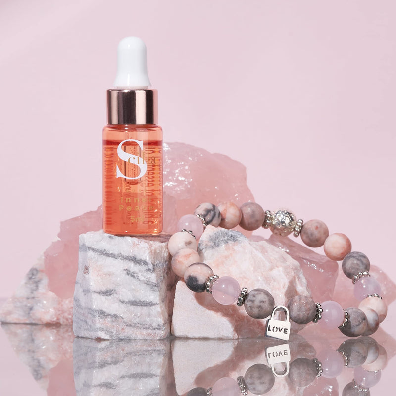 [Australia] - Anxiety Bracelet for Women - Jasper, Rose Quartz and Lava Rock, Good Sleep Essential Oils with Love Lock Charm, Gifts for Her, Aromatherapy Gift Box Pink and Silver 