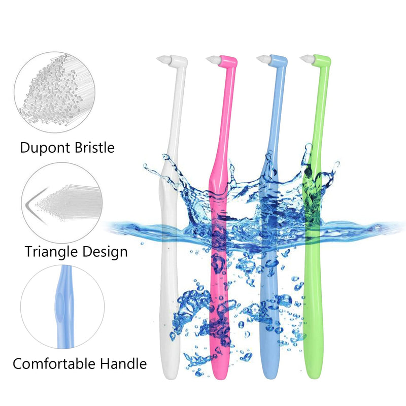 [Australia] - Rnitle Tuft Toothbrush[4 Pack],Tufted Brush,Tuft Tapered, Small Soft Single Tuft Brace Toothbrush Kit for Orthodontic Braces Bridges Line and Detail Cleaning 4pack 