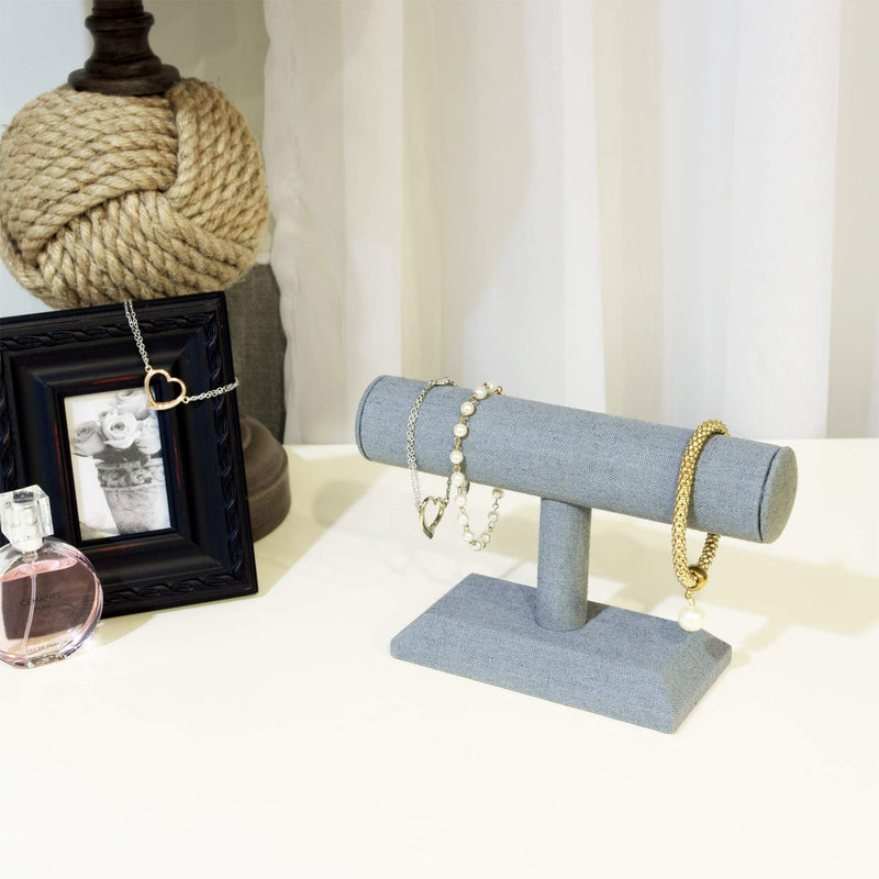 [Australia] - MOOCA Linen Covered Wood Jewelry Display Perfect for Bracelet Bangle Watch for Home Organization, Store, Tradeshow and Showcase, 7 3/4"W x 2 3/4"D x 5"H, Dim Gray 