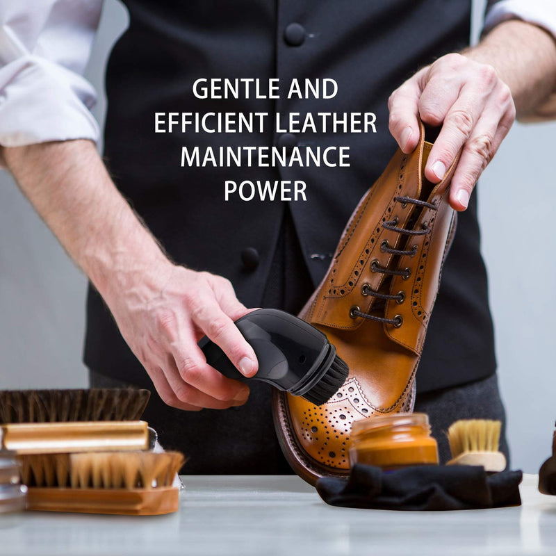 [Australia] - Electric Shoe Cleaner Brush, Electric Shoe Polisher Brush Shoe Shiner Dust Cleaner Portable Wireless Leather Cleaner Care Kit For Leather Shoes (Black) mini 
