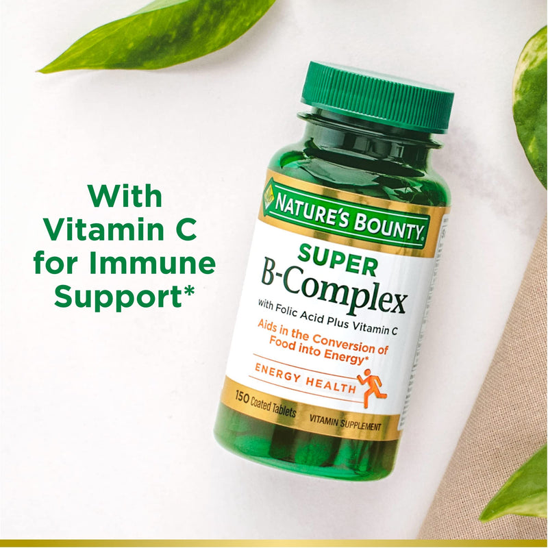 [Australia] - Nature’s Bounty Super B Complex with Vitamin C & Folic Acid, Immune & Energy Support, 150 tablets 