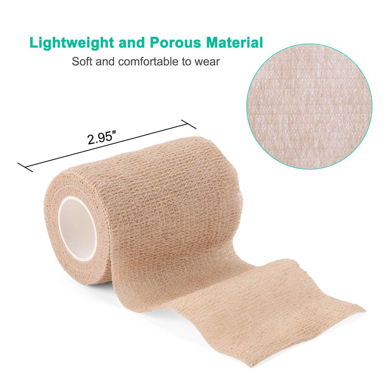 [Australia] - Self-Adhesive Cohesive Wrap Bandage Flexible Stretch Tape Athletic Strong Elastic First Aid Wrap Bandages for Wrist & Hand, Ankle Sprains, Swelling 6 Packs, 3Inch X 5Yards 