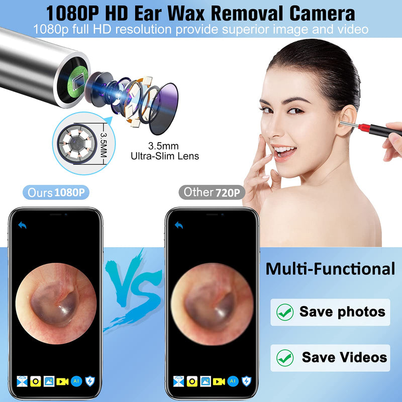[Australia] - Urbesty Earwax Removal Tool,HD Wireless Otoscope Ear Wax Remover Kits Visual Ear Cleaning Endoscope with Light 3.5mm WiFi Ear Camera with Ear Spoons 