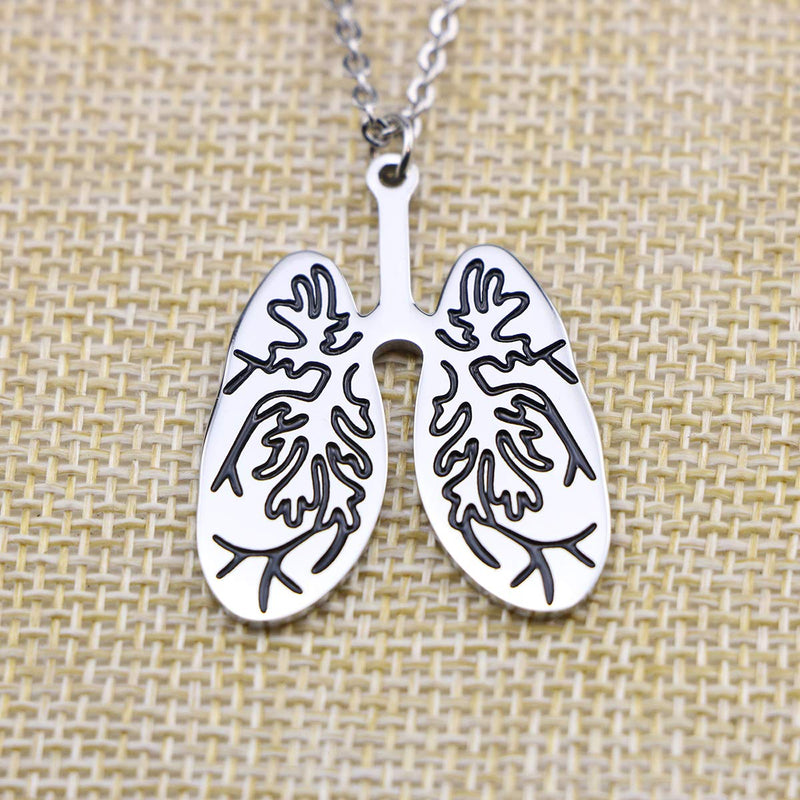 [Australia] - Awegift Personalized Lungs Necklace Anatomy Breathe Body Part Jewelry Gift for Doctor Nurse Geek 