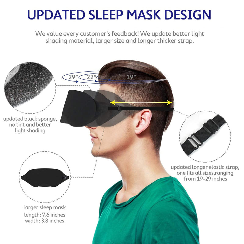 [Australia] - Mavogel Cotton Sleep Eye Mask - Updated Design Light Blocking Sleep Mask, Soft and Comfortable Night Eye Mask for Men Women, Eye Blinder for Travel/Sleeping/Shift Work, Includes Travel Pouch, Black 