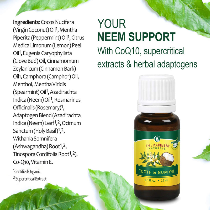 [Australia] - TheraNeem Neem Tooth & Gum Oil | Supports Healthy Teeth & Gums with CoQ10, Coconut Oil & Supercritical Extracts | 0.5oz 