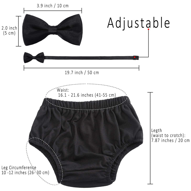 [Australia] - WELROG Baby Boys First Birthday Cake Smash Outfit Bow Tie Suspenders Bloomers Birthday Hat Sparkle Gold Set Black 