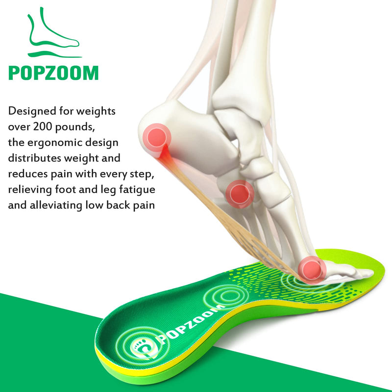 [Australia] - Popzoom Arch Support Plantar Fasciitis Insoles - 200lbs+ Heavy Duty Arch Support Orthotic Inserts for Flat Feet, Fallen Arch, High Arch, Heel Pain - Insoles for Overpronation Green S(Men 7-8.5/Women 8-9.5) 