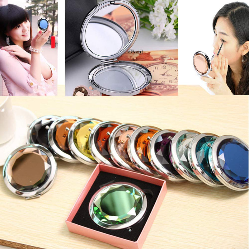 [Australia] - Portable Foldable Pocket Metal Makeup Compact Mirror Woman Cosmetic Mirror Double Sides, Bridesmaid Purse Pocket Makeup Mirror, Infinite Love, Affection, Unique Birthday Gift for Her (Green) Green 