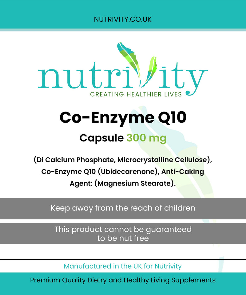 [Australia] - CoQ10 300mg Vegan Capsule - Co Enzyme Q10 High Strength Naturally Fermented Ubiquinone - Made in The UK by Nutrivity (120) 120 