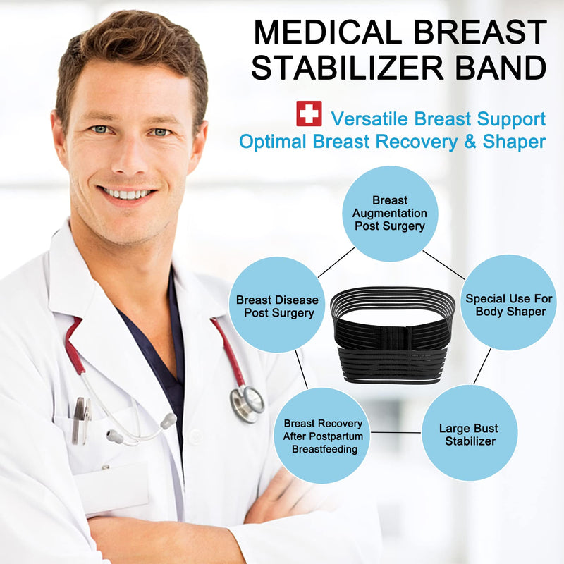 [Australia] - SCARBORO Breast Bands for Women Post Surgery Breast Implant Stabilizer Band Compression Breast Augmentation and Reduction Strap Medical Chest Support Band for Large Breast Exercise XS-Small Black 