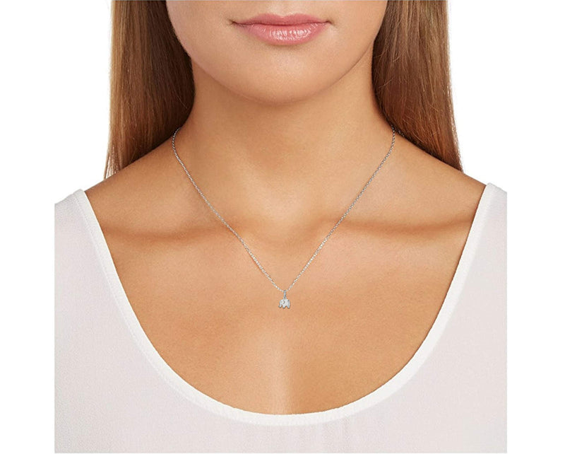 [Australia] - Rhodium Plated 925 Sterling Silver Textured Dolphin, Elephant and Heart Pendant Necklace 16" Rope Chain 