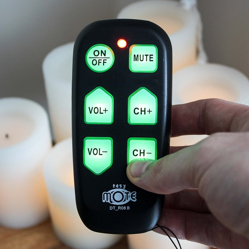 [Australia] - Universal Big Button TV Remote - DT-R08B EasyMote | Backlit, Easy Use, Smart, Learning Television & Cable Box Controller, Perfect for Assisted Living Elderly Care. Black TV Remote Control 