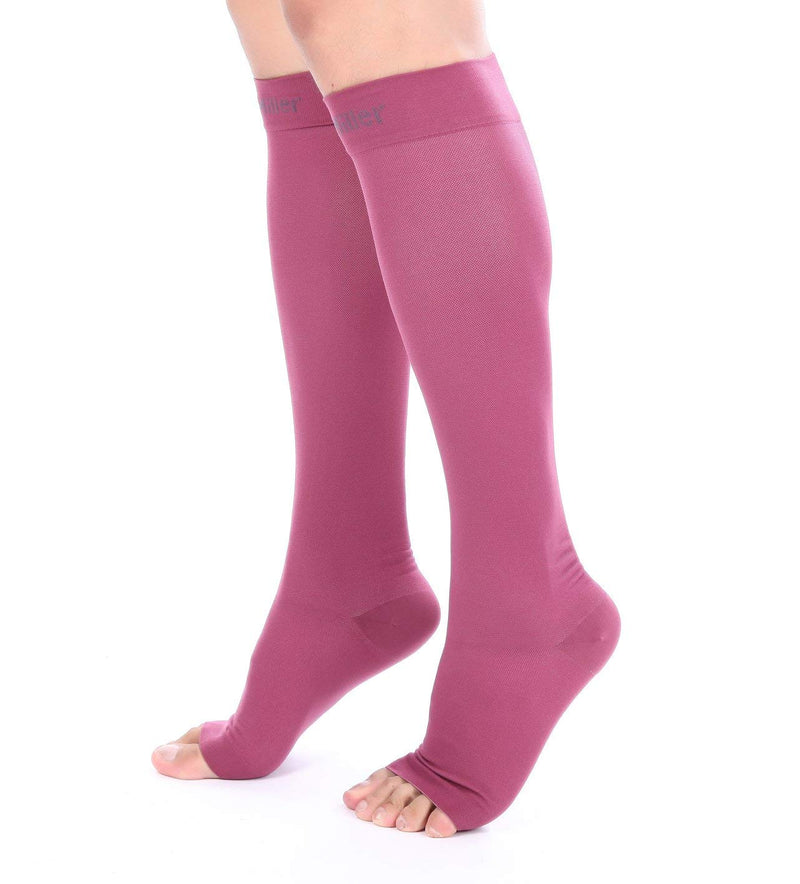 [Australia] - Doc Miller Open Toe Compression Socks 1 Pair 15-20 mmHg Firm Support Maroon X-Large 