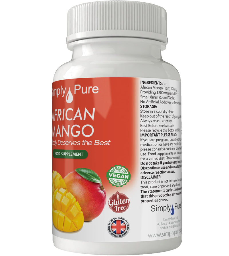 [Australia] - Simply Pure African Mango, 90x Tablets, 1200mg, 100% Natural High Strength, Gluten Free, GM Free and Vegan. 
