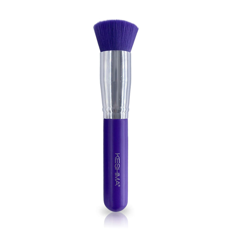 [Australia] - Flat Top Kabuki Foundation Brush By Keshima - Premium Makeup Brush for Liquid, Cream, and Powder - Buffing, Blending, and Face Brush (Regular Size, Neon Purple) Regular Size 