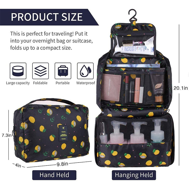 [Australia] - Hanging Travel Toiletry Bag Blibly Makeup Cosmetic Organizer Bag for Woman and Girls Bathroom and Shower Organizer Bag Waterproof ((Large)10.6x7.3x3.3 inch, Black(Flamingo)) (Large)10.6x7.3x3.3 inch Black(Flamingo) 