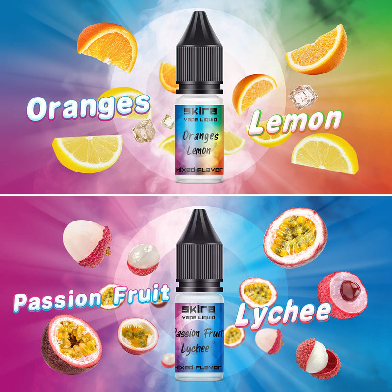 [Australia] - SKIRA Vape Liquid No Nicotine, 6 * 10ml Vape Juice Mixed Fruit Flavours, 70/30 E Liquid, Vape Liquid Suitable for All Vape Kits Fruity 