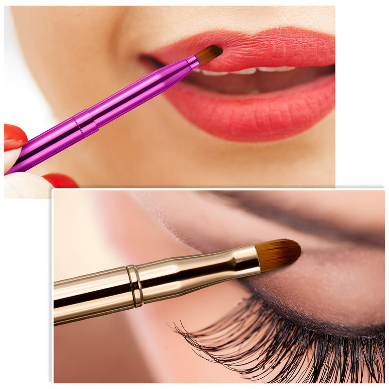 [Australia] - Dual End Lip Brush Concealer Brushes 3 Pieces Retractable Lipstick Eyeshadow Foundation Makeup Brush Tool Applicators Set（Gold, Black, Purple） Gold, Black, Purple 