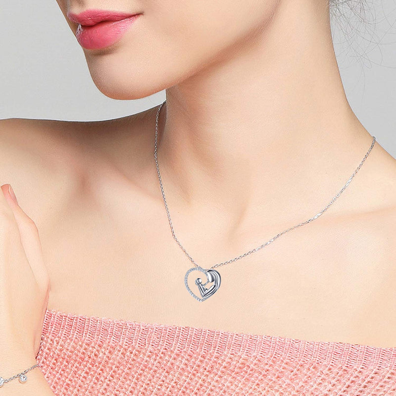 [Australia] - YFN Birthday Gifts for Mom Sterling Silver Mom Necklace Heart Pendant Necklace,Mothers Day Gifts for Mom from Son 
