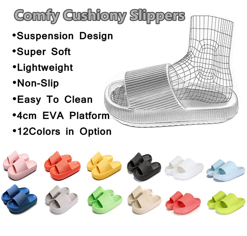 [Australia] - Unisex Pillow Slides Slippers, Super Soft Light Weight Cloud Cusion Slippers，Slippers for Shower Non Slip, EVA Platform Sandals for Men and Women, Summer Indoor & Outdoor House Floor Home Slipper Shoes ,Spa Slippers Black 5.5-6.5 Women/5-6 Men 