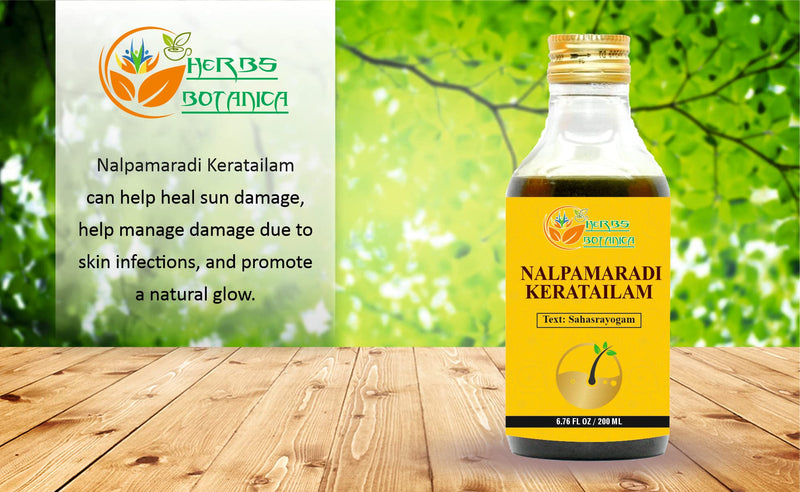 [Australia] - Herbs Botanica Nalpamaradi Thailam Keratailam Skin Radiance Treatment Ayurvedic Oil With Turmeric Oil For Skin, Face & Body With 15 Ayurvedic Herbs 200Ml / 6.76 Fl Oz 