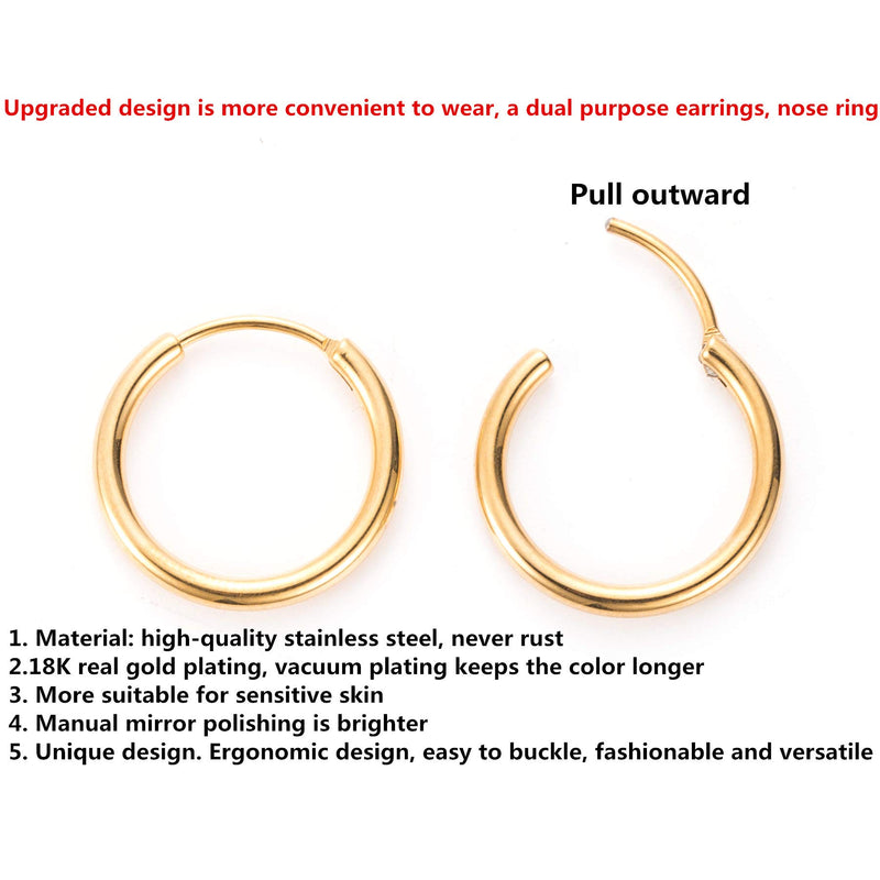 [Australia] - 6 Pairs Upgrade Stainless Steel Hoop Earrings-Cartilage Earring Small Hoop Earrings Set,Nose Ring Nipple Ring Body Piercing Jewelry for Men Women Gilrs Boys A01:Diameter 8mm (6 Color)6 Pairs 