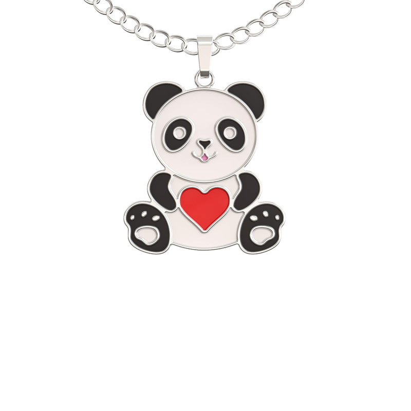 [Australia] - Happy Kisses Panda Necklace Gift – Cute Panda Heart Pendant – Charm Jewelry for Women, Teens, Girls and Kids – with Message Card 