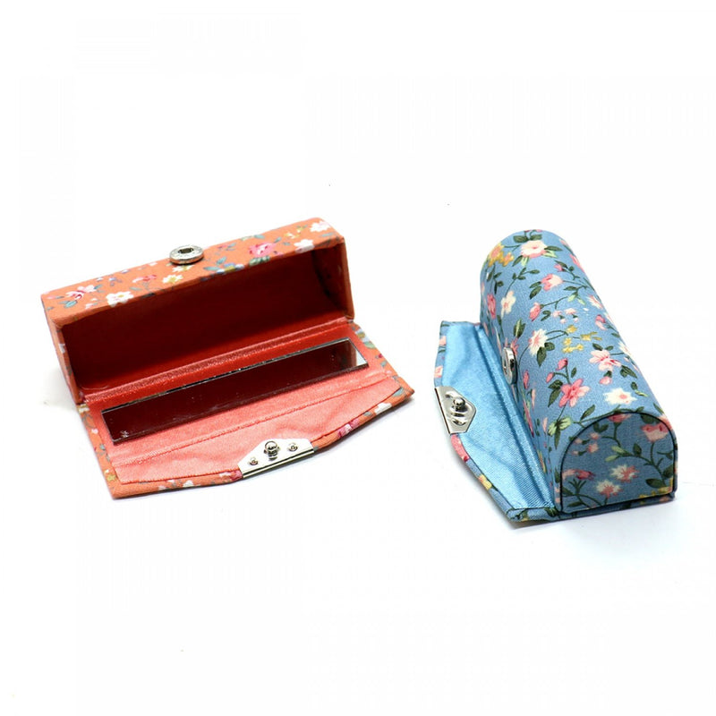 [Australia] - SenseYo 4 Pcs Ladies Floral Lipstick Case Holder with Mirror, Cosmetic Storage Kit Makeup Travel Cases Organizer Bag for Purse 