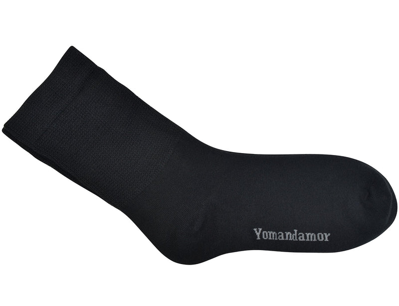 [Australia] - Yomandamor Women's 5 Pairs Seamless Bamboo Dress/Diabetic Crew Socks with Non-Binding Top, L size 9-11 5 Pairs Black 