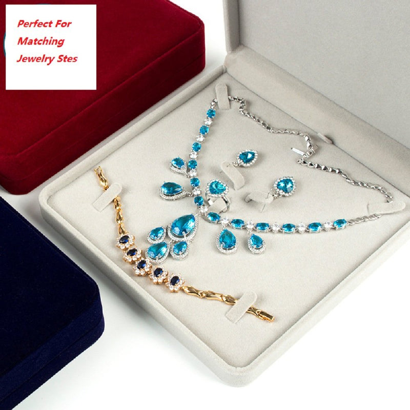 [Australia] - JunningGor Jewelry Set Velvet Box Necklace Earring Ring Necklace Bracelet Gift Display Case Wedding Jewelry Storage Holder (Beige) Beige 