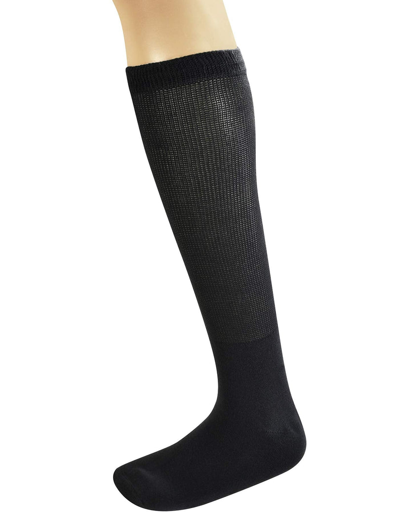 [Australia] - Yomandamor Mens 4 Pairs Over the Calf Super Soft Diabetic/Dress Socks with Seamless Toe 10-13 4 Pairs Black 