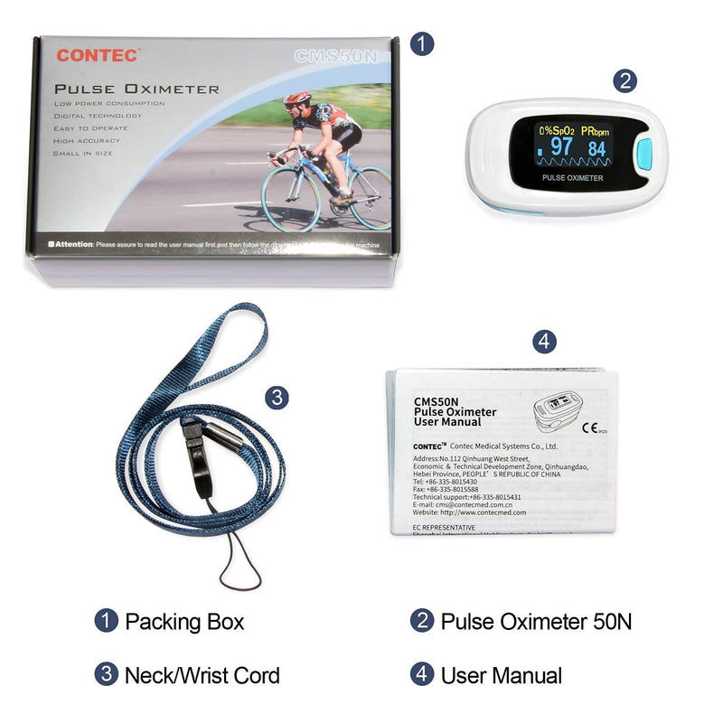 [Australia] - CONTEC CMS50NA Pulse Oximeter SpO2 and PR Value Waveform Blood Oxygen Neck/Wrist Corda 