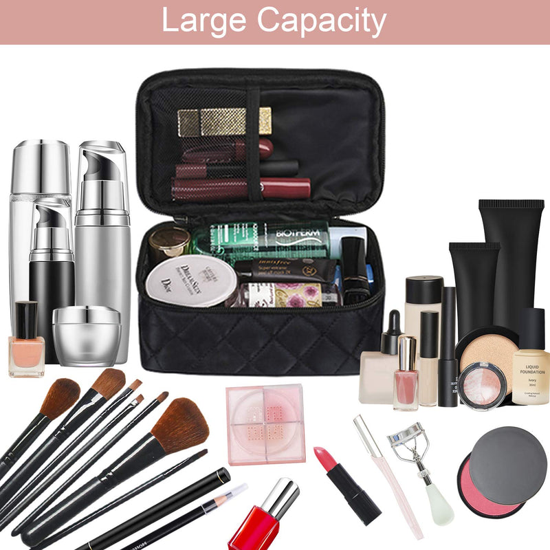 [Australia] - Make Up Bag Organiser for Women, Travel Cosmetic Bag Waterproof with Brush Compartment and Mirror(23 * 10 * 14cm), Portable Double Layers Large Capacity Make up Case 