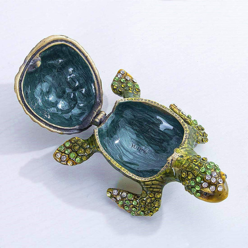 [Australia] - YU FENG Turtle Trinket Box Turtle Figurine Jewelry Boxes Hinged Trinket Boxes Green 