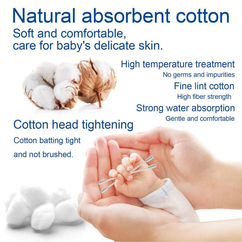 [Australia] - Baby Cotton Swabs, Paper Sticks Cotton Buds for Baby Ear Nose Clean-200Pcs(Spiral & Round) Baby200 Pcs-Spiral&Round 