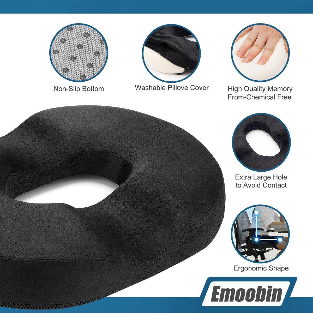Donut Seat Cushion Orthopedic Ring Pillow For Hemorrhoid Pain, Sciatic  Nerve, Bed Sores
