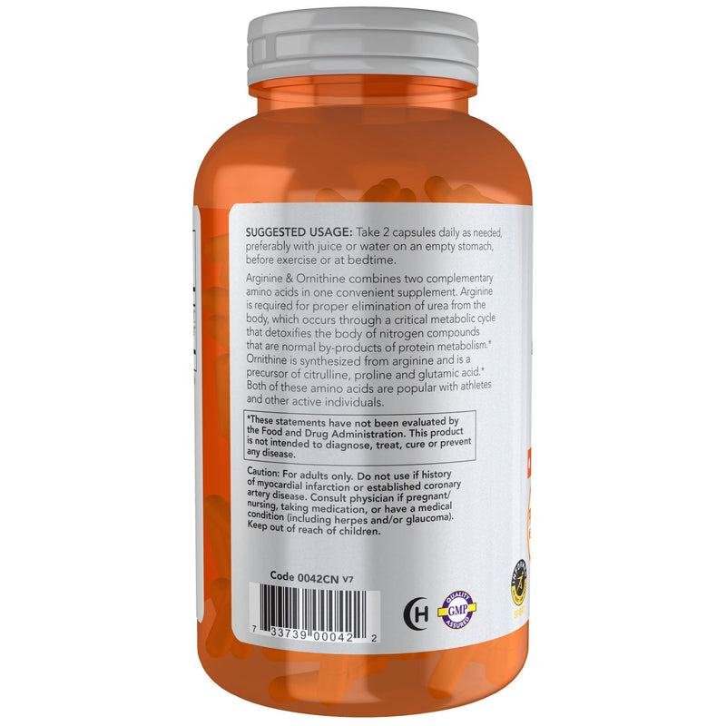 [Australia] - NOW Sports Nutrition, Arginine & Ornithine 500/250 mg, Amino Acids, 250 Veg Capsules 